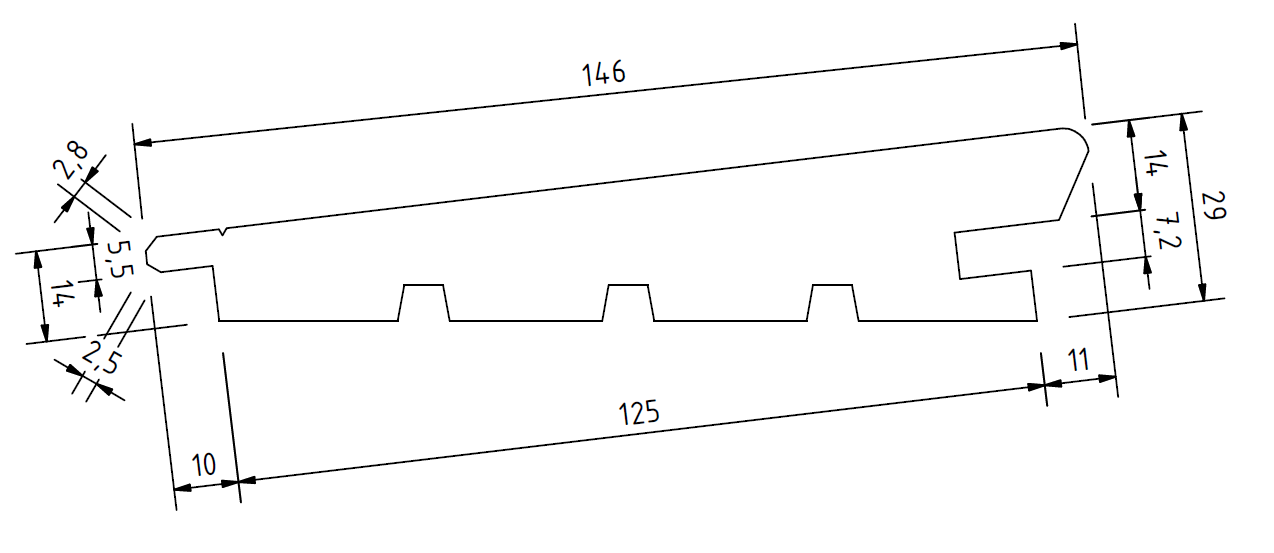 29/14x146 Keilstülpschalung U/S strukturrau