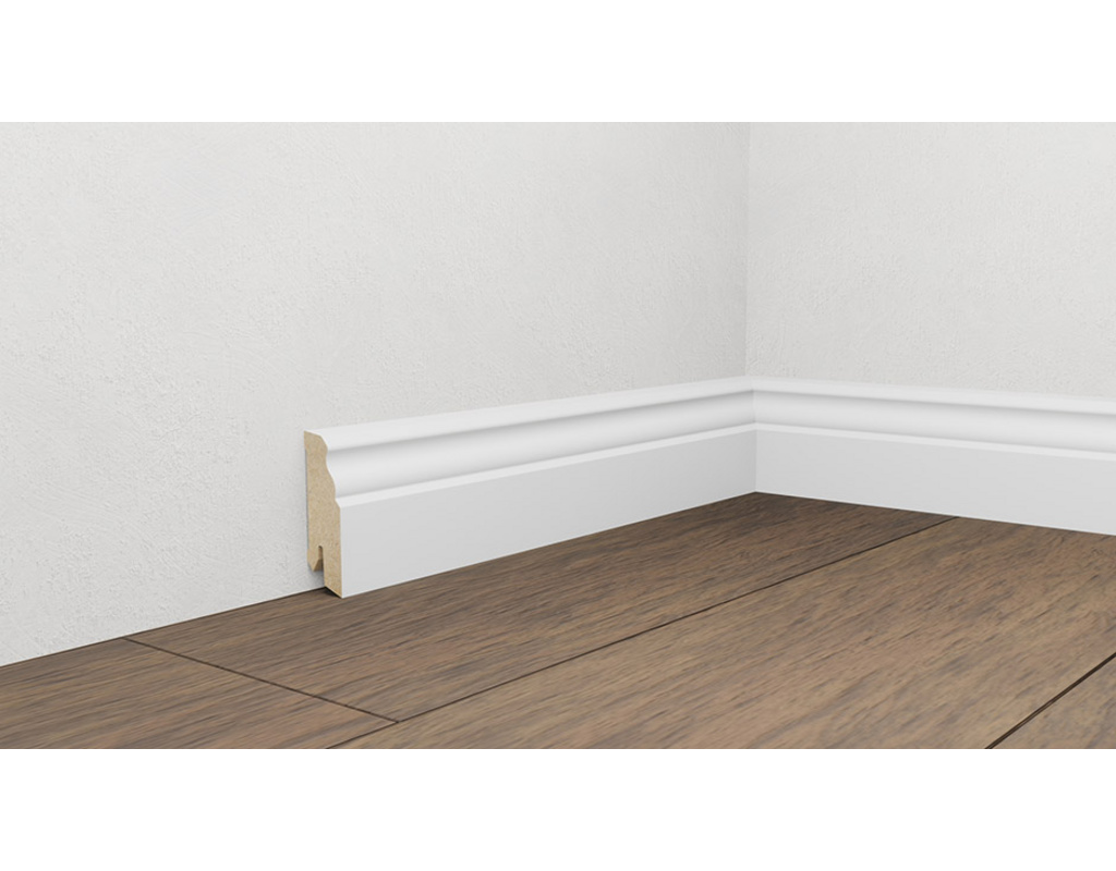 Folierte Fußbodenleiste Weiß Länge: 2,2 m