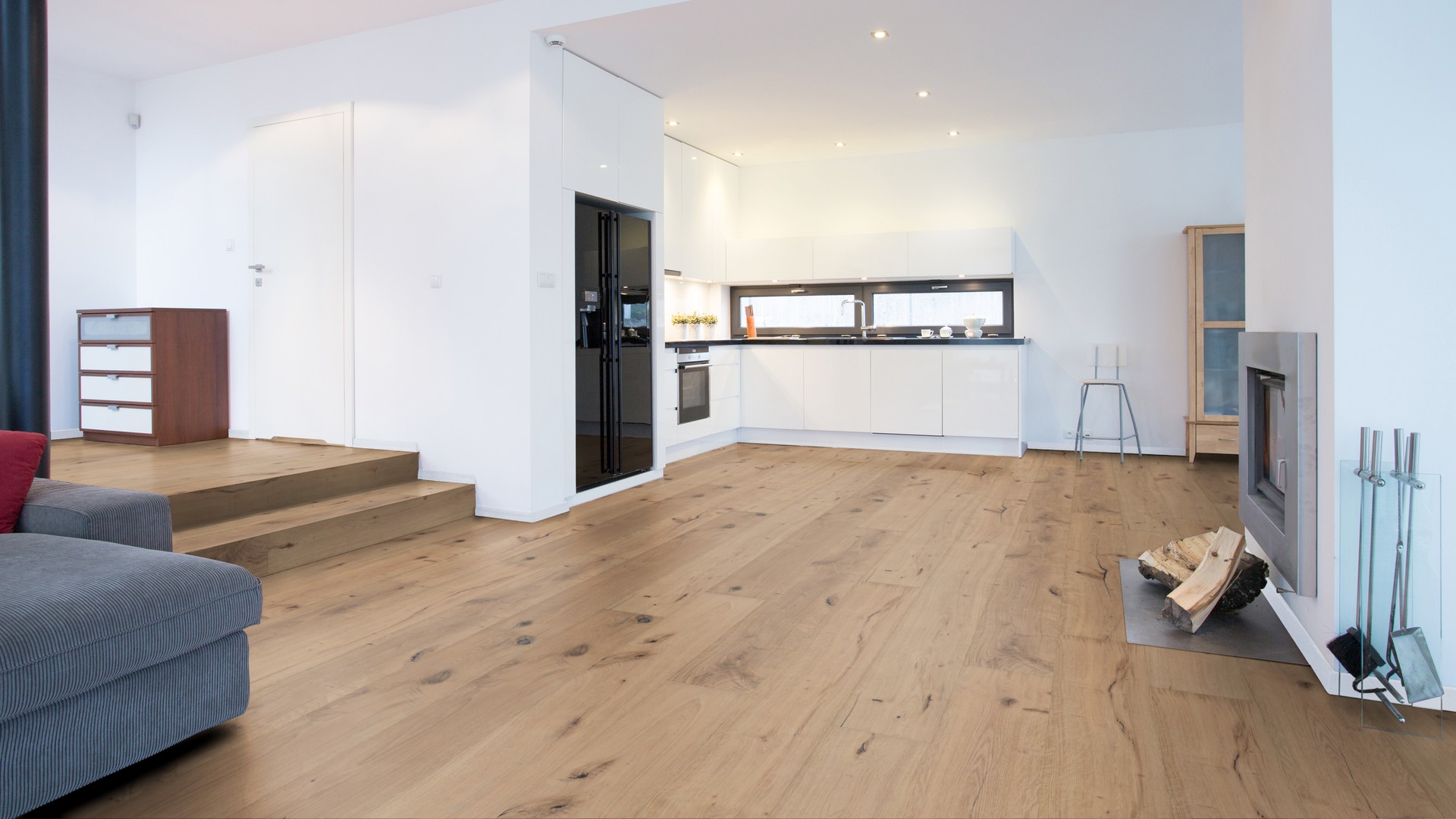 Fertigparkett Landhausdiele Eiche MULDE gebürstet, natur, SAFETOP Rohholzoptik