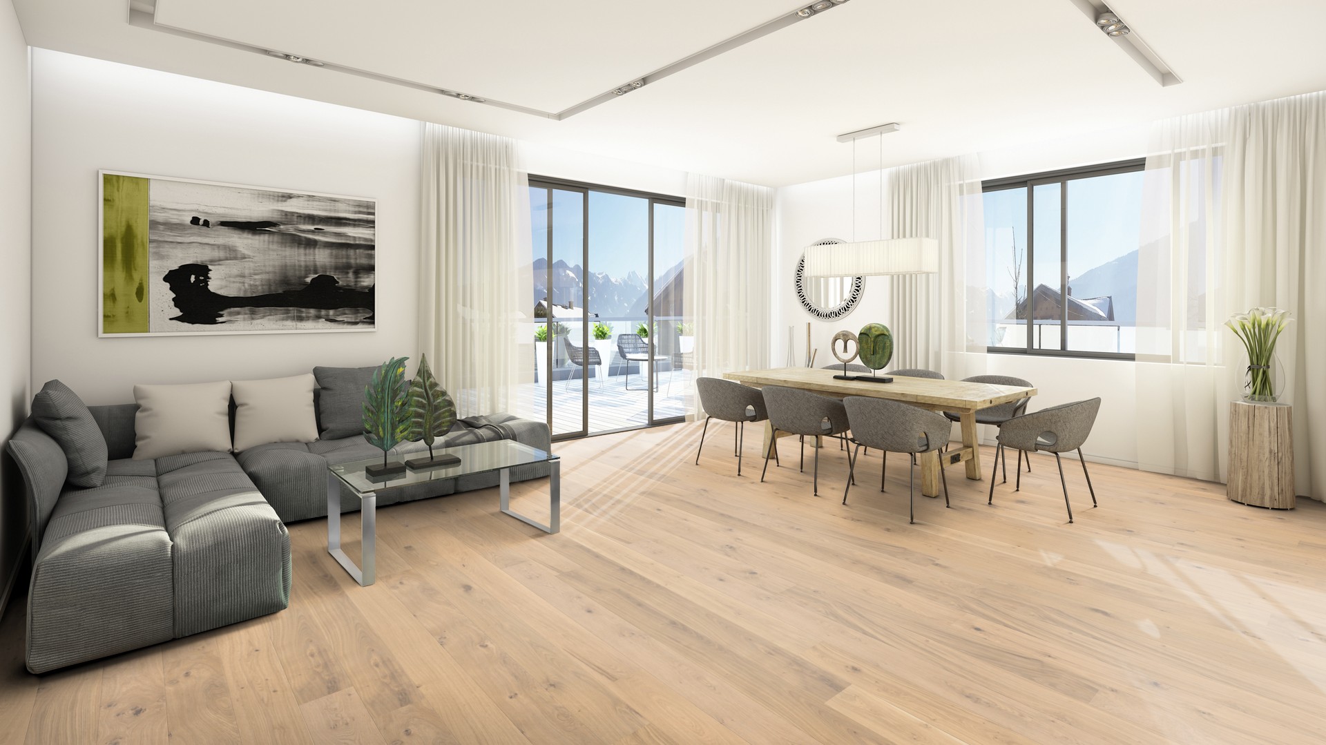 Fertigparkett Landhausdiele Eiche RUHR, gebürstet, weiß geölt