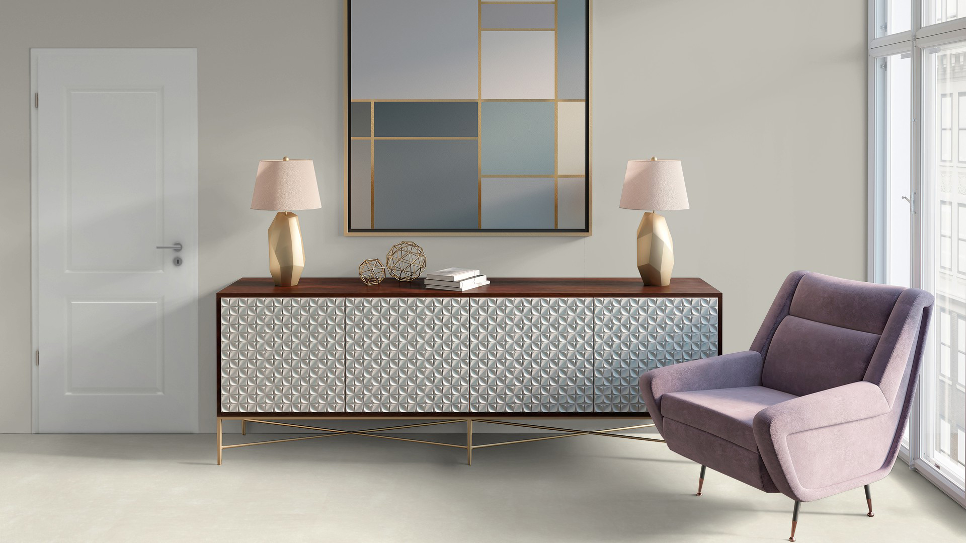 Stiltürblatt AMSTERDAM-VSP-9016 Weißlack-R