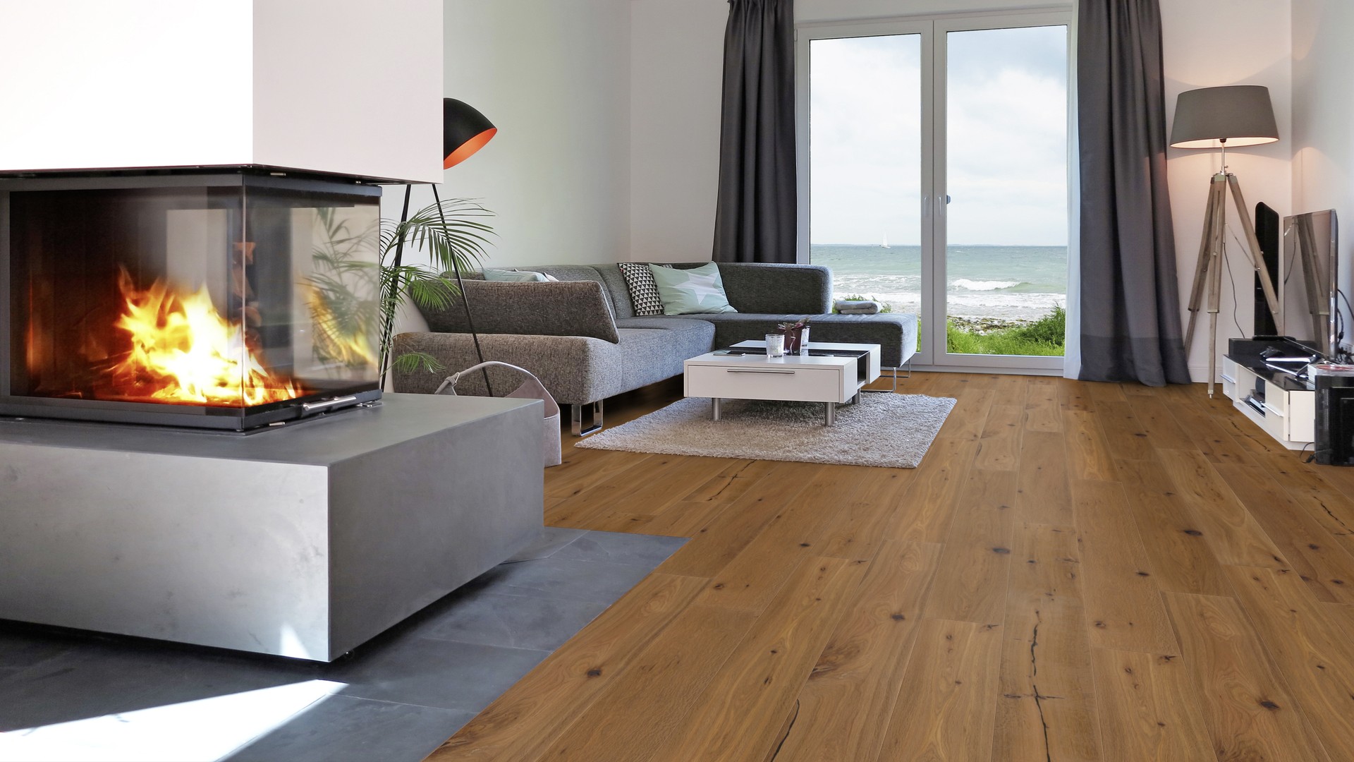 Fertigparkett Landhausdiele Eiche RHONE -S-, handgehobelt, rustikal, geräuchert, natur geölt