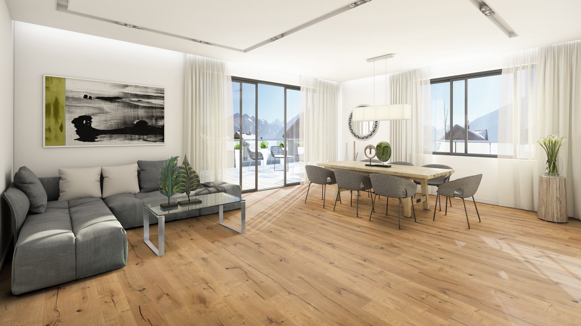 Fertigparkett Landhausdiele Eiche LEINE, gebürstet, natur geölt