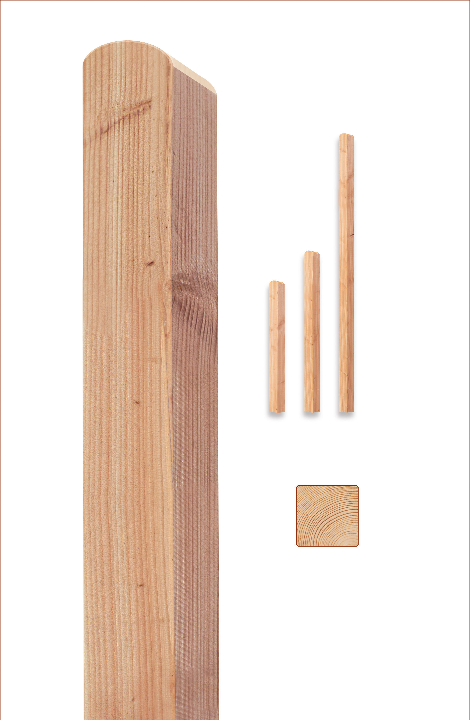 Rundkopfpfosten 9x9cm Sibirische Lärche