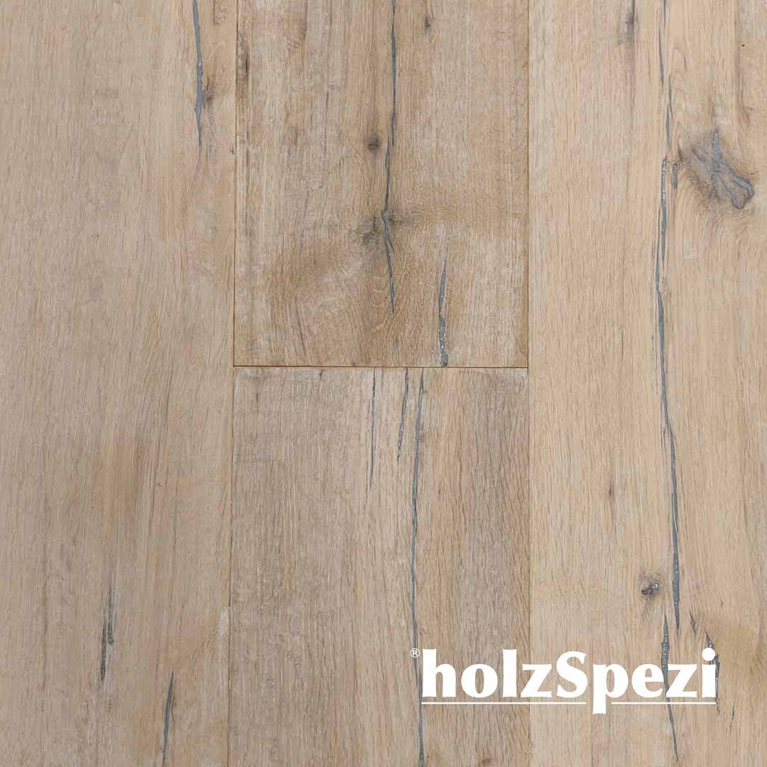 Fertigparkett Landhausdiele Eiche ELBE -S-, handgehobelt, rustikal, geräuchert, weiß geölt