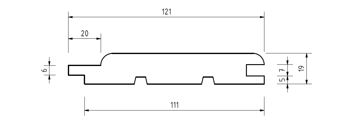 19x121 Rundprofil nord. Fichte U/S