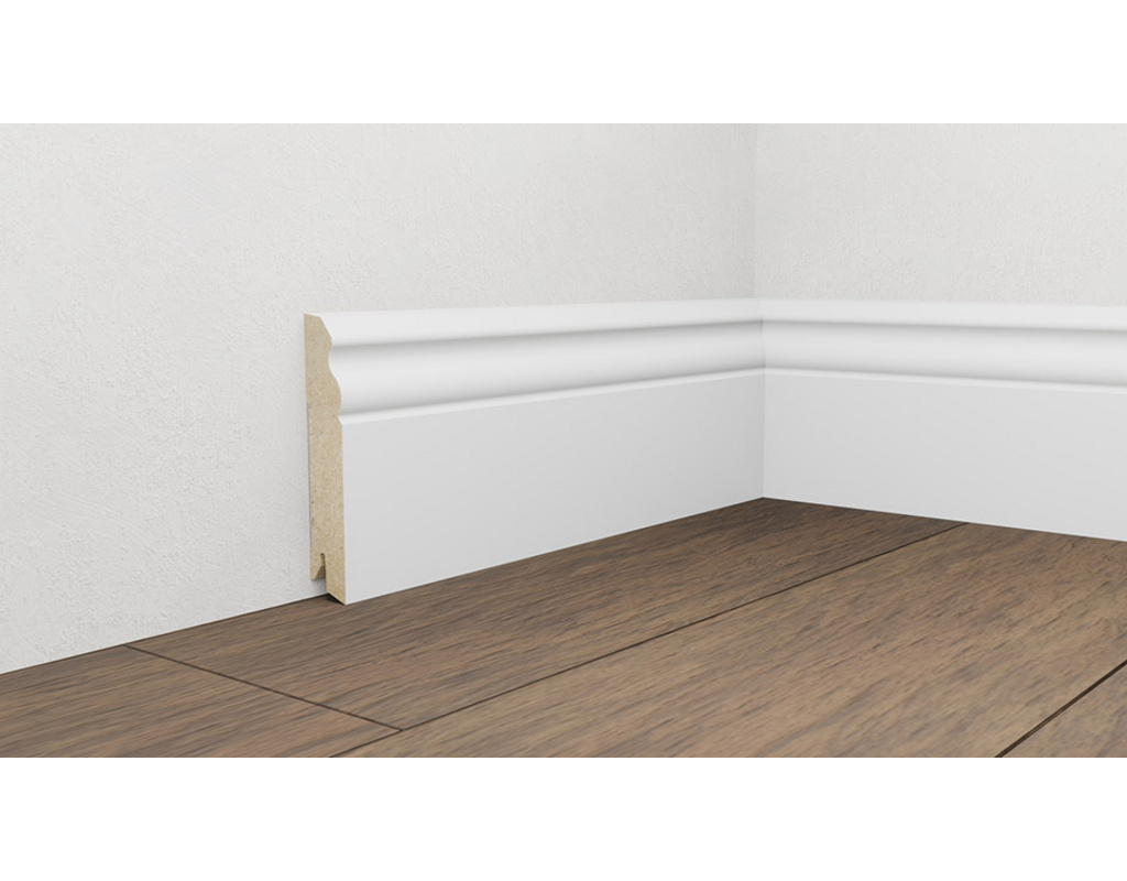 Folierte Fußbodenleiste Weiß Länge: 2,2 m