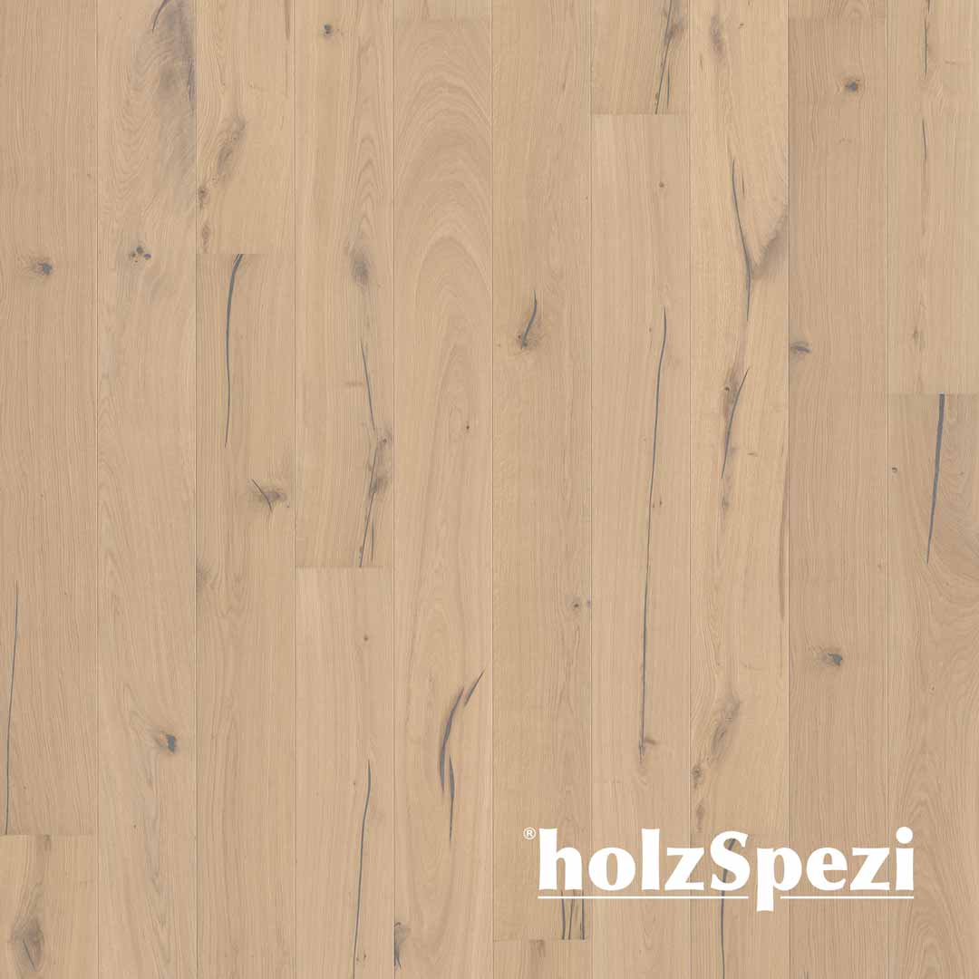 Fertigparkett Landhausdiele Eiche AMMER, gebürstet, weiß geölt