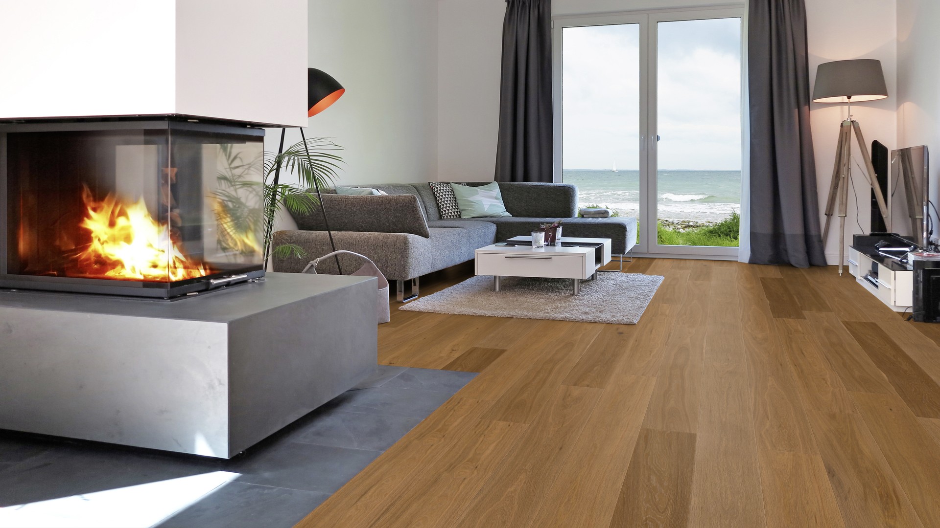 Fertigparkett Landhausdiele Eiche MOSEL -S-, gebürstet, natur, geräuchert, natur geölt