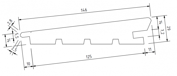 29/14x146 Keilstülpschalung U/S strukturrau